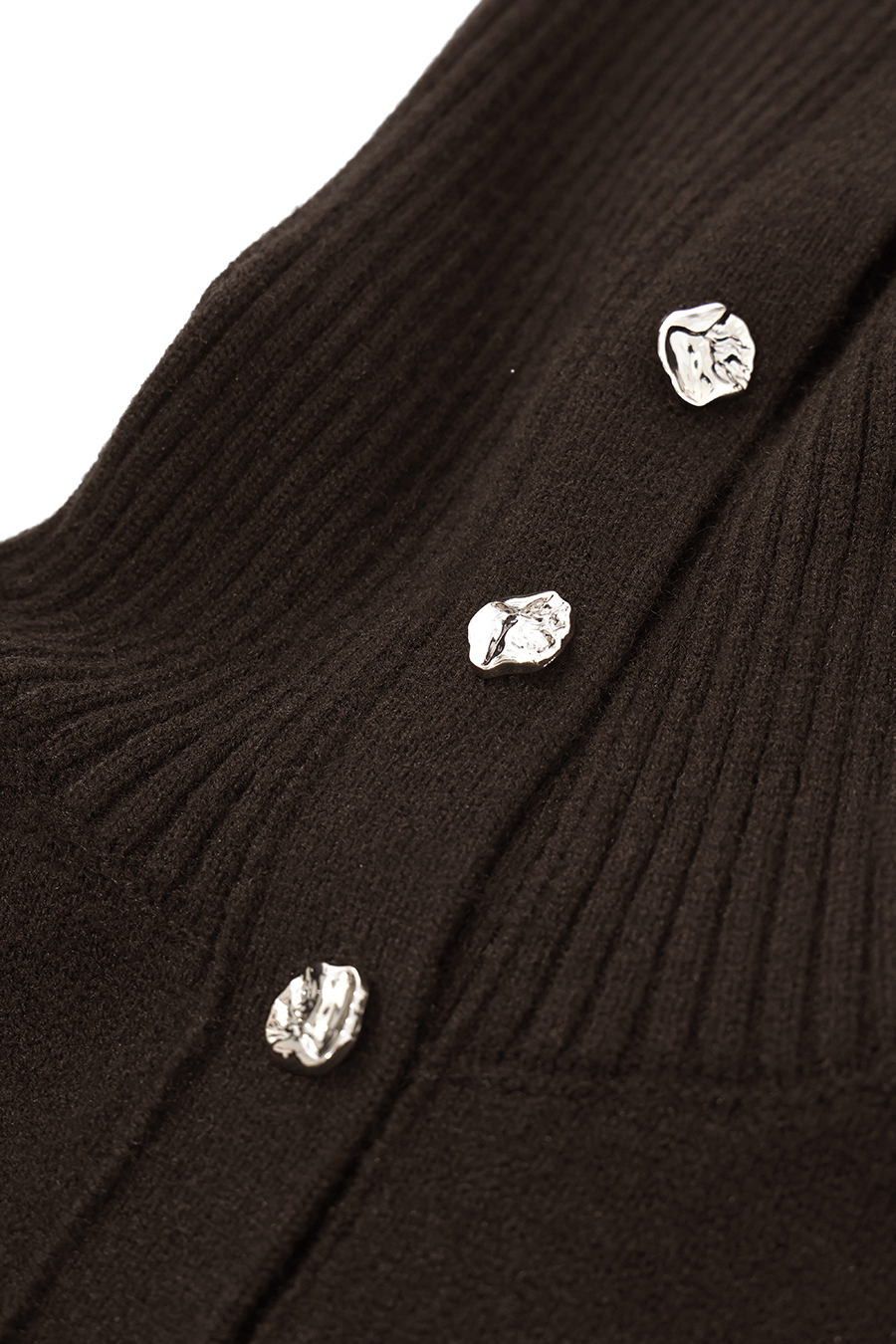 Navy Knit Cardigan with Lapel Collar|AMII