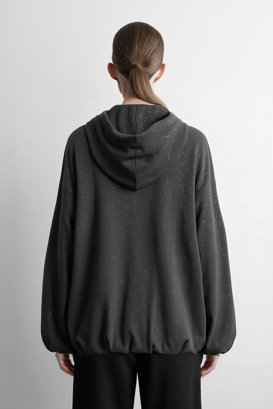 Silver‑Flecked Half‑Zip Hoodie|AMII