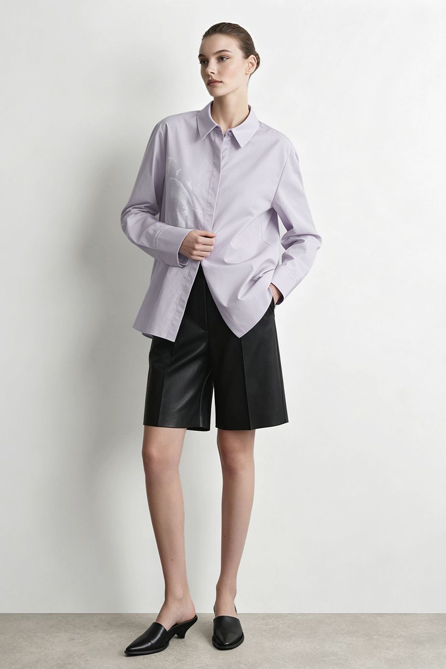Printed Brushed Cotton Shirt|AMII