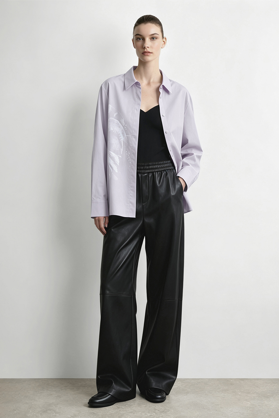 Printed Brushed Cotton Shirt|AMII