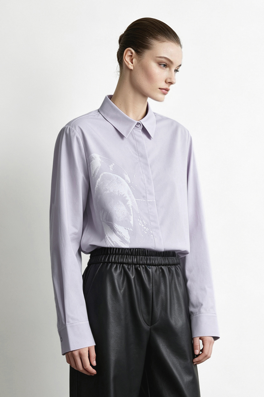 Printed Brushed Cotton Shirt|AMII