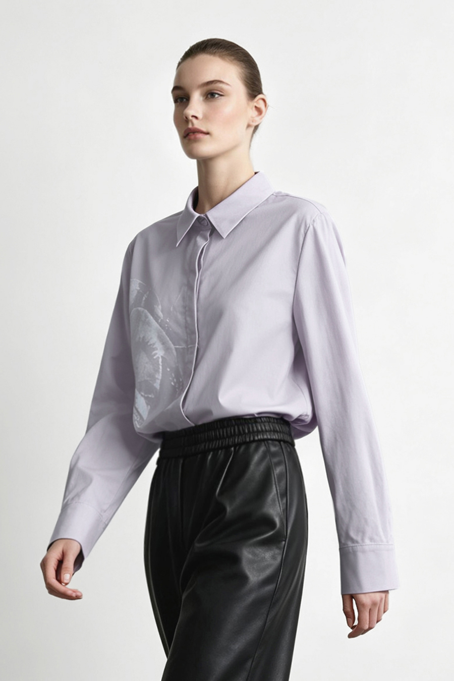 Printed Brushed Cotton Shirt|AMII