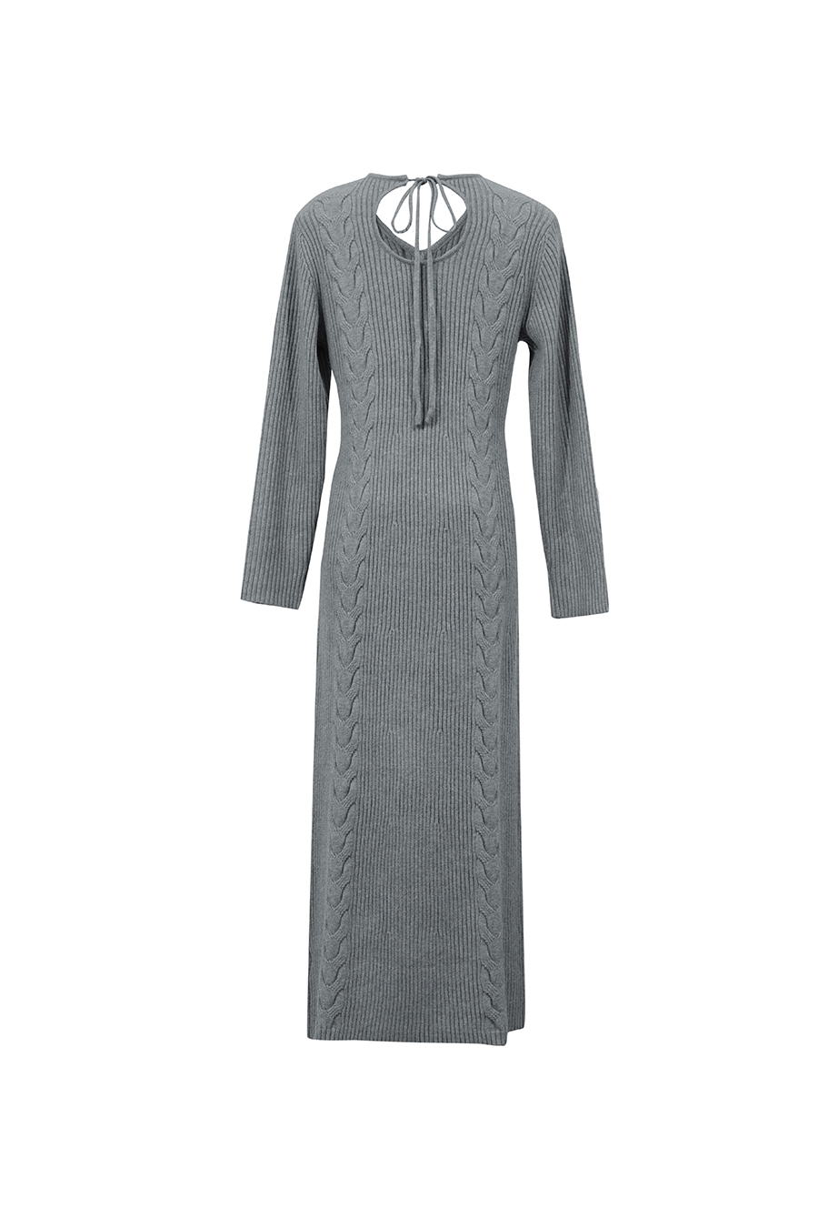V-Neck Cable Knit Dress | AMII