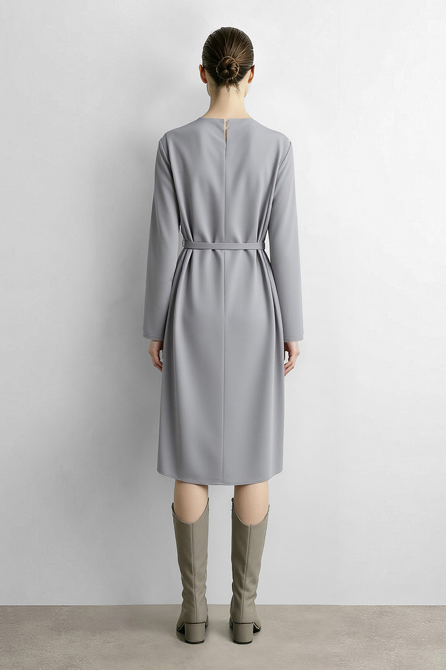 Long Sleeve Belted Dress | AMII