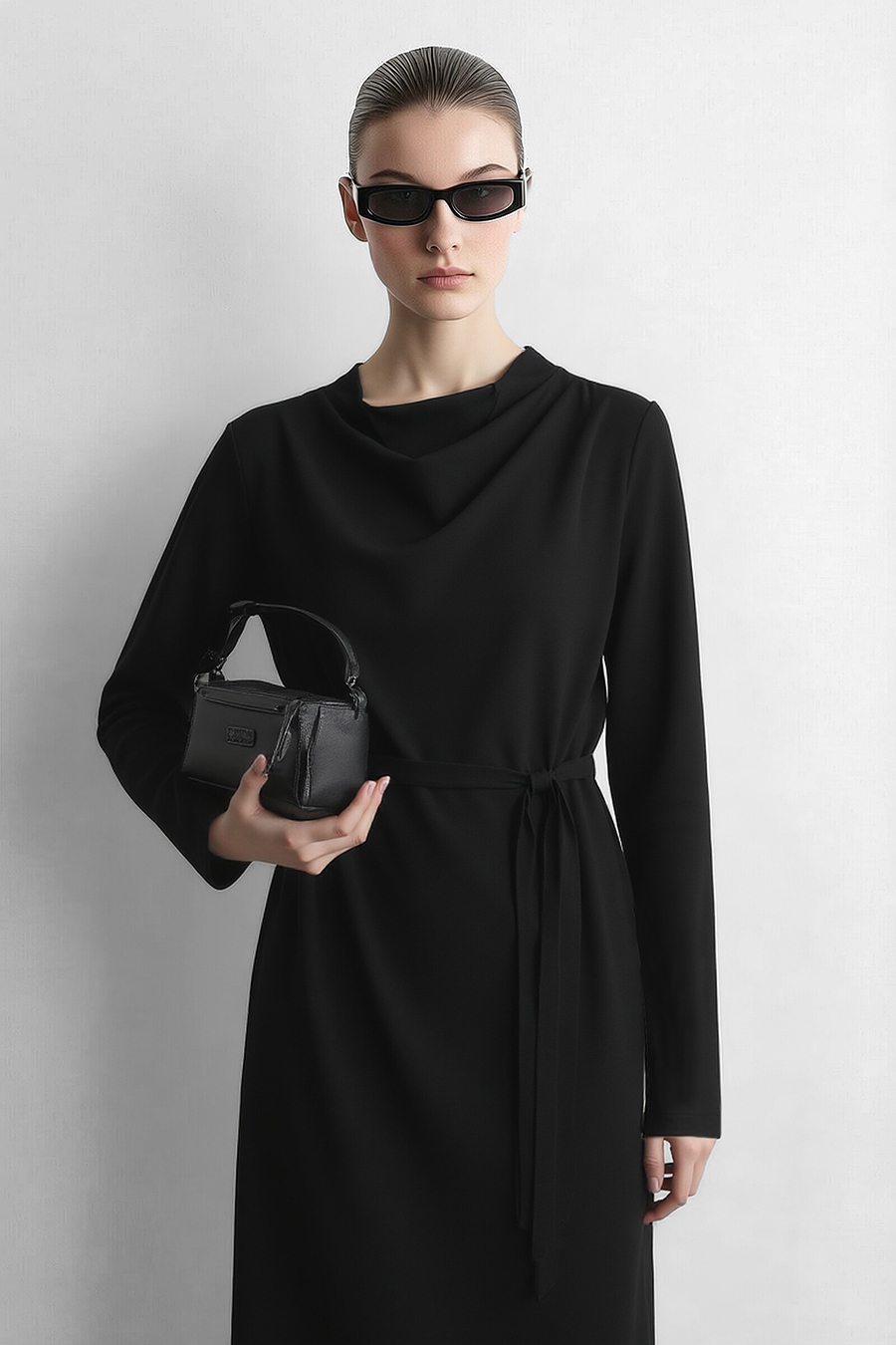 Long Sleeve Belted Dress | AMII