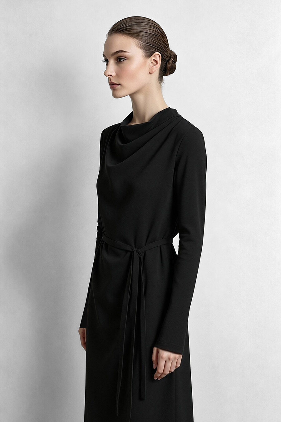 Long Sleeve Belted Dress | AMII