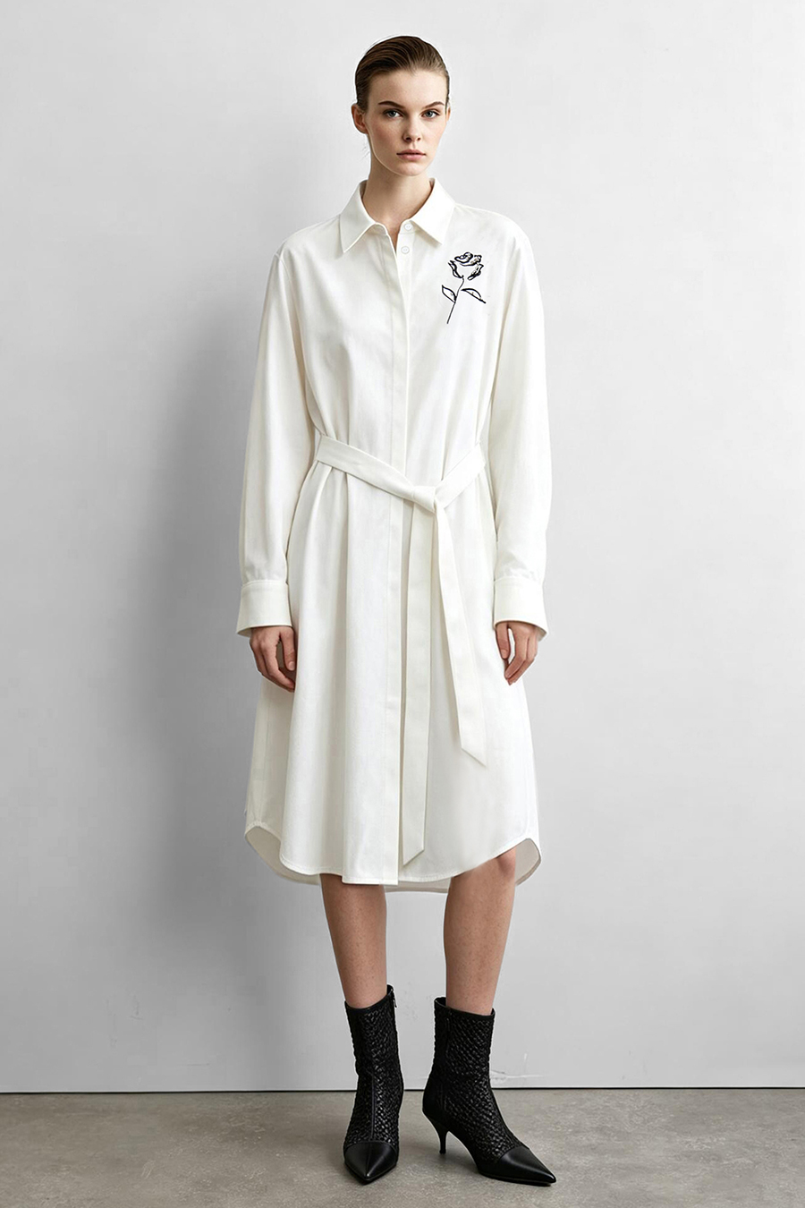 Embroidered & Rhinestone-Embellished Dress|AMII