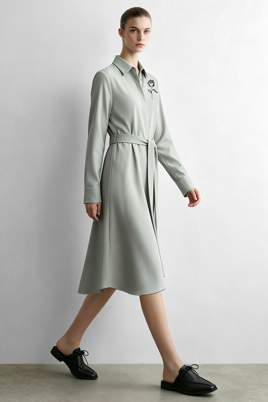 Embroidered & Rhinestone-Embellished Dress|AMII