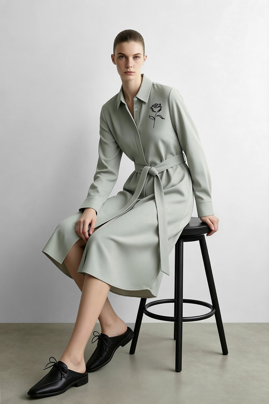 Embroidered & Rhinestone-Embellished Dress|AMII