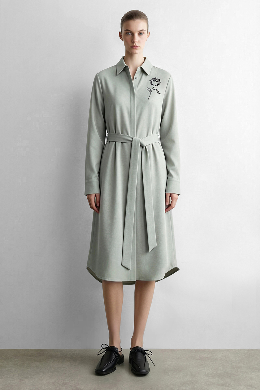 Embroidered & Rhinestone-Embellished Dress|AMII