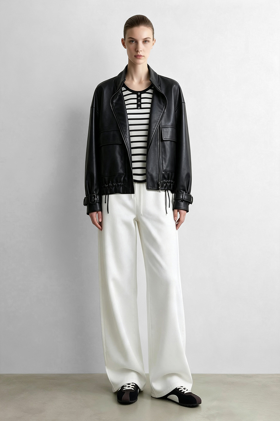 Striped Henley Sweater|AMII