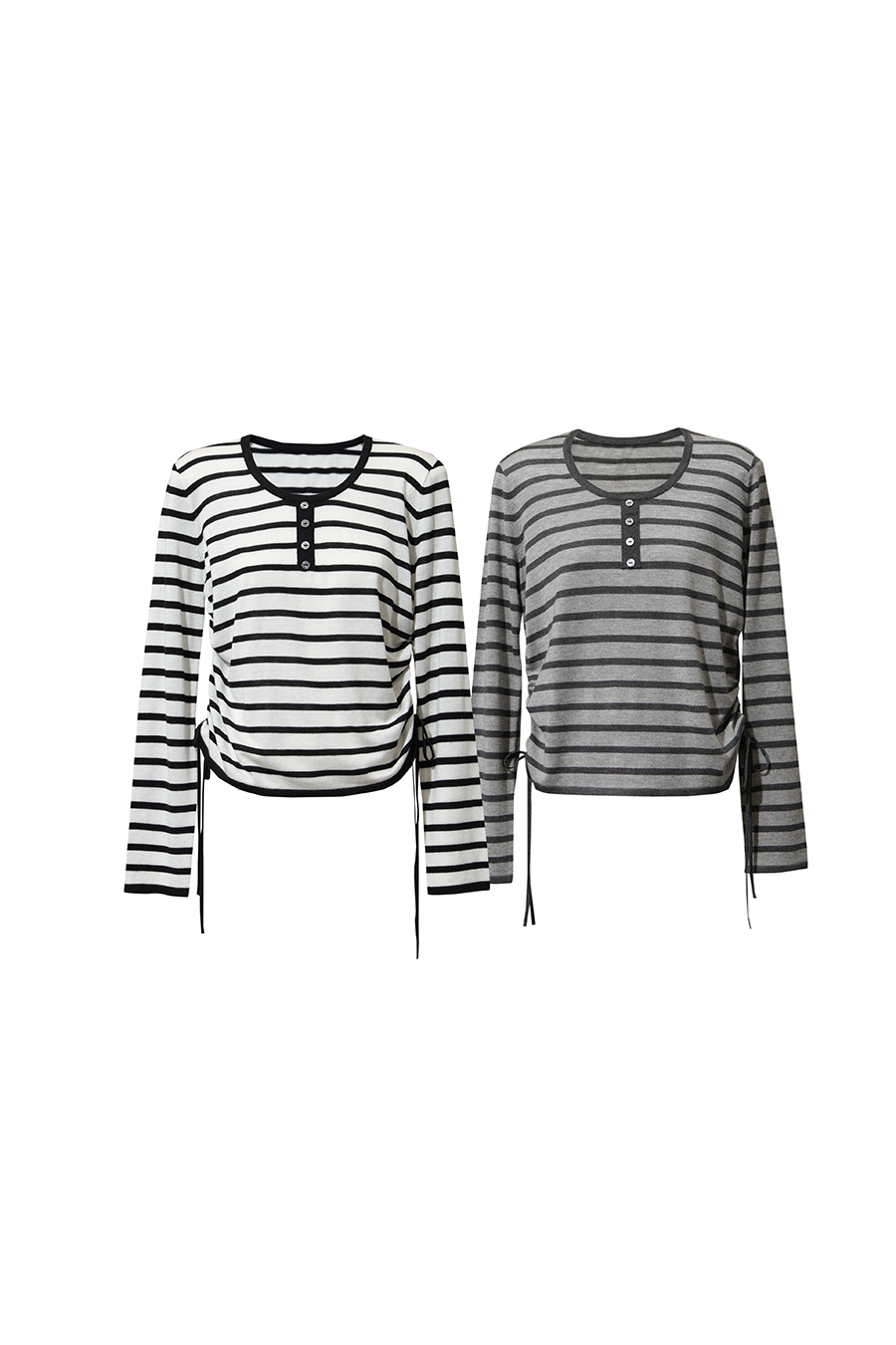 Striped Henley Sweater|AMII
