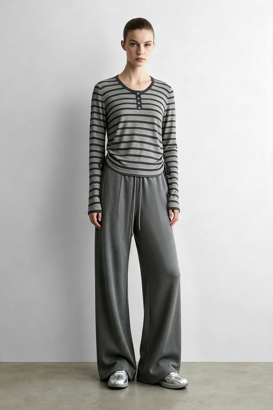 Striped Henley Sweater|AMII