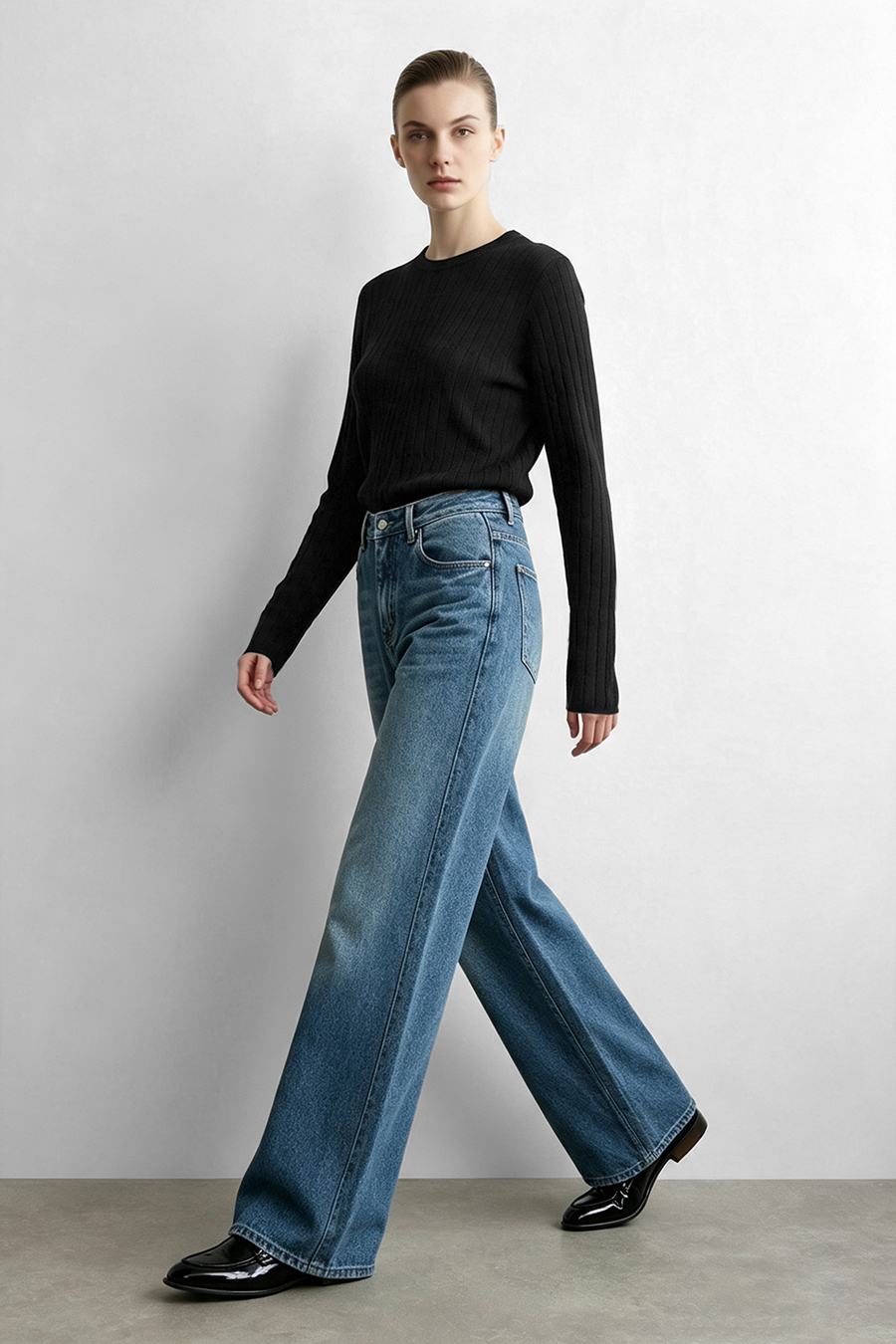 Crew Neck Cable‑Knit Hollow Sweater|AMII