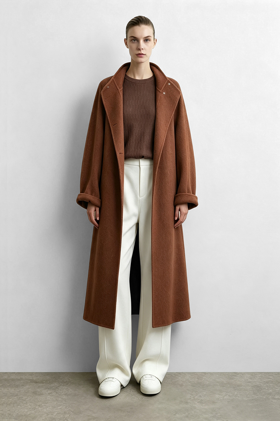 Crew Neck Cable‑Knit Hollow Sweater|AMII