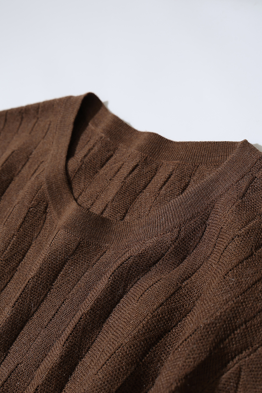 Crew Neck Cable‑Knit Hollow Sweater|AMII