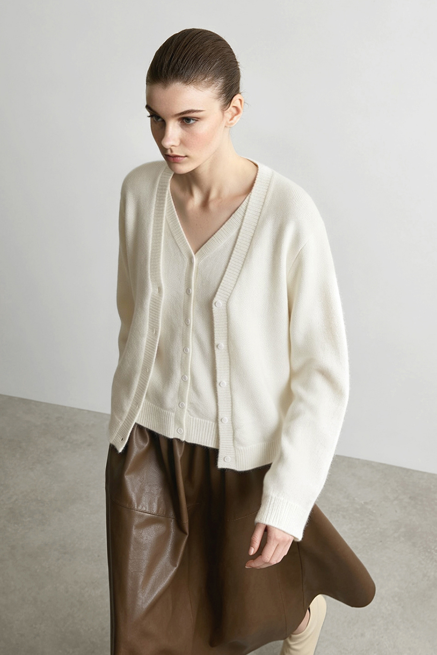 Color-Block Knit Cardigan|AMII