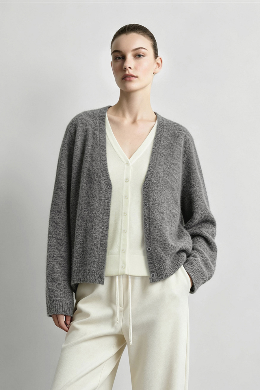 Color-Block Knit Cardigan|AMII