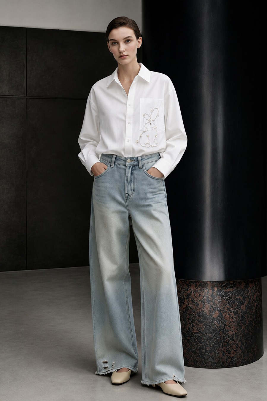 Beaded Braid-Trim Blouse|AMII