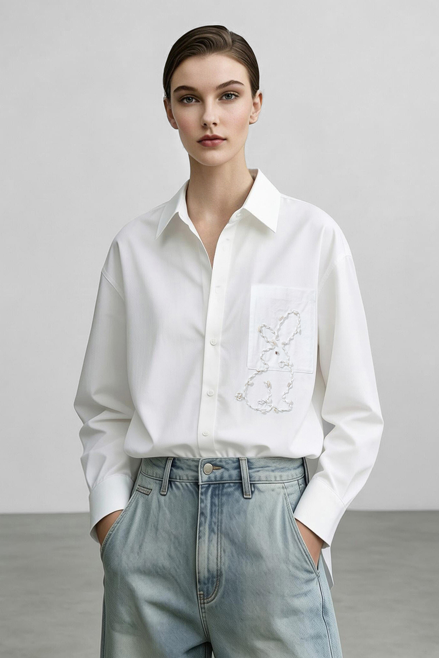 Beaded Braid-Trim Blouse|AMII