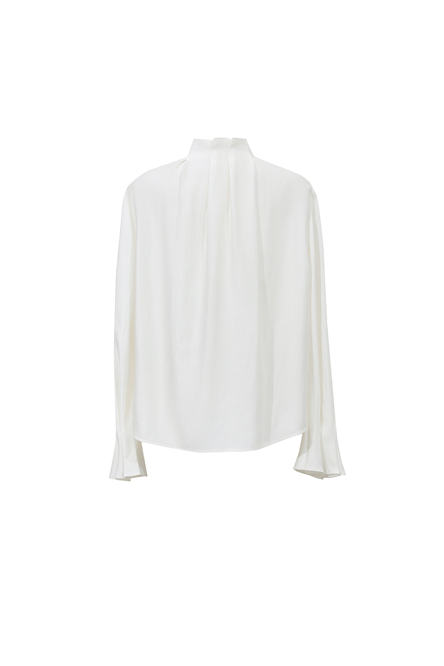 Pleated Stand Collar Lustrous Shirt|AMII