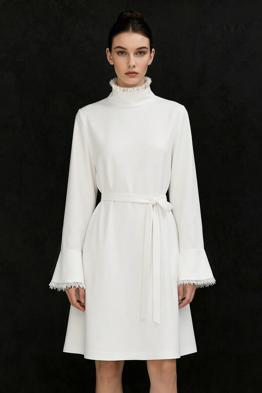 Satin Belted Dress|AMII