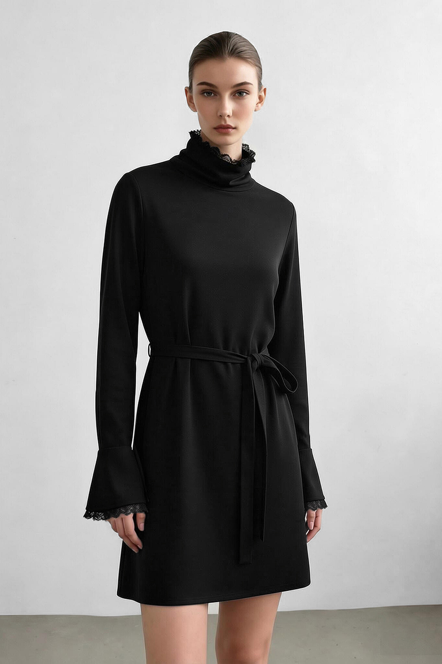 Satin Belted Dress|AMII
