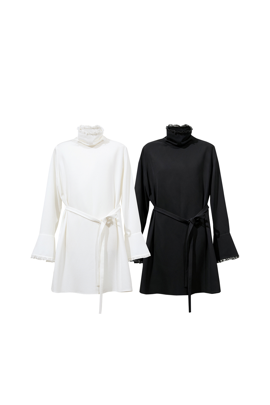 Satin Belted Dress|AMII