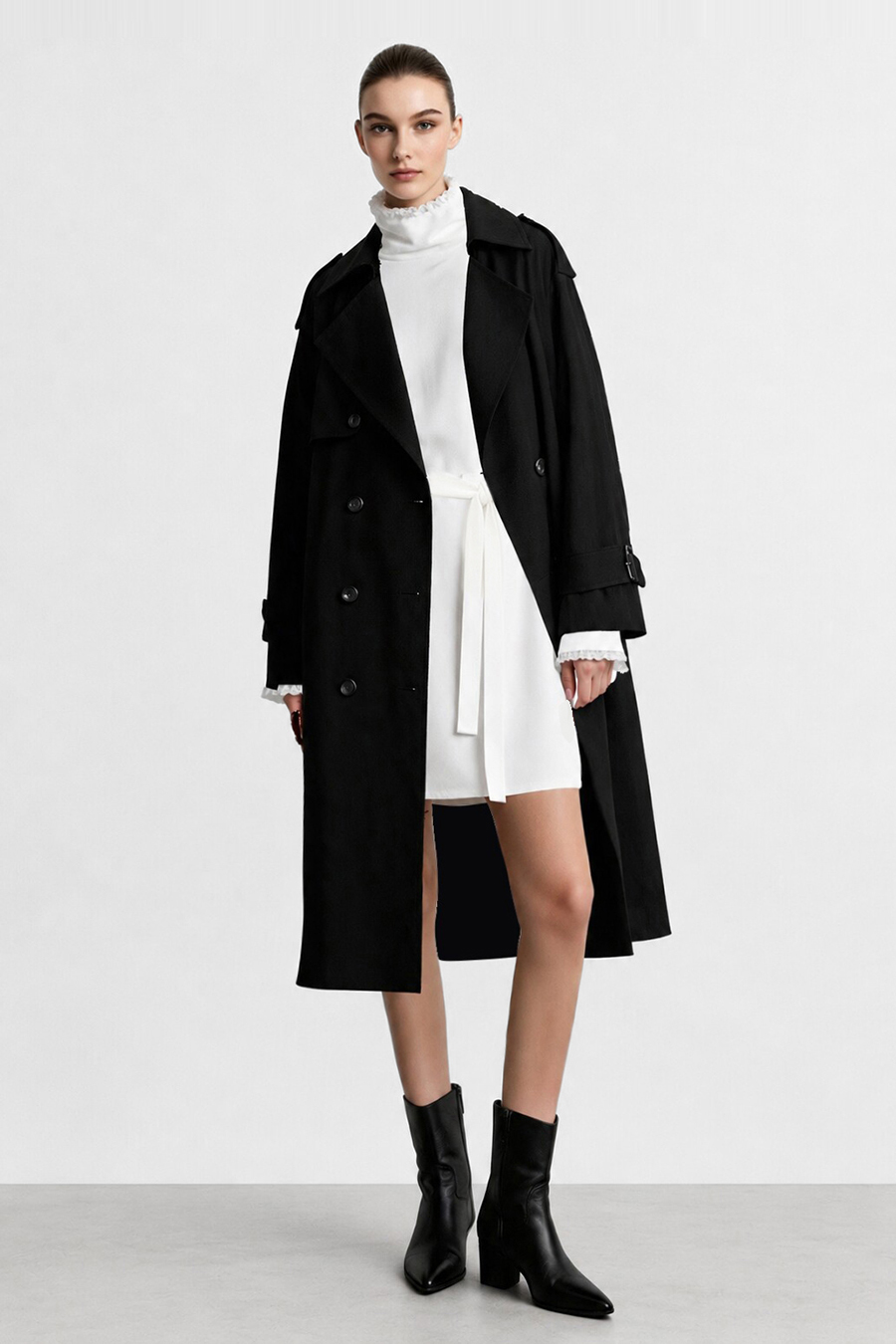 Satin Belted Dress|AMII
