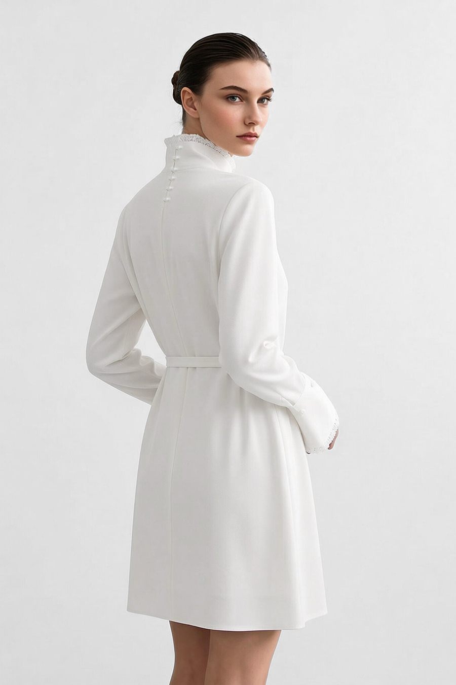 Satin Belted Dress|AMII