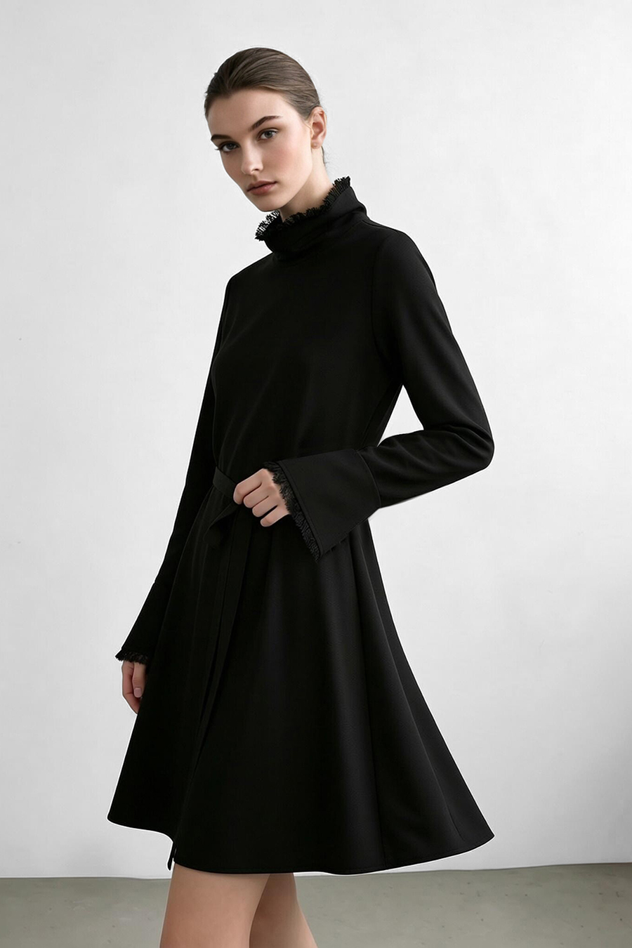 Satin Belted Dress|AMII