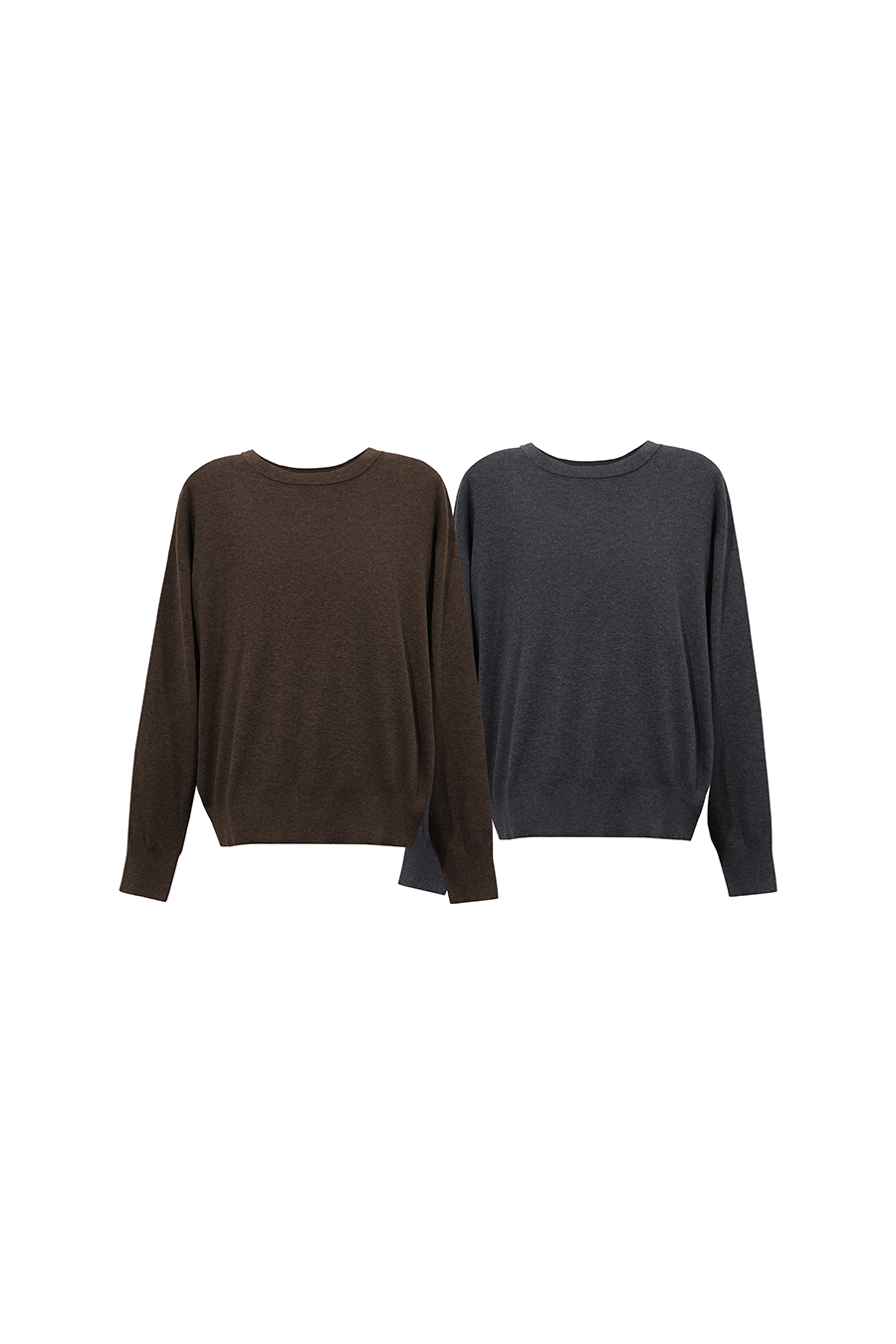 Crew Neck Loose-Fit Long Sleeve Sweater|AMII