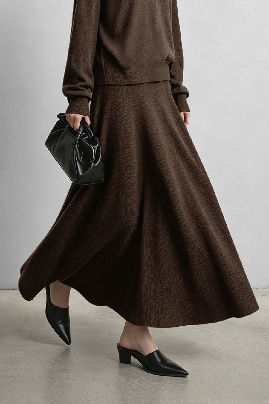 A-Line Knit Midi Skirt|AMII