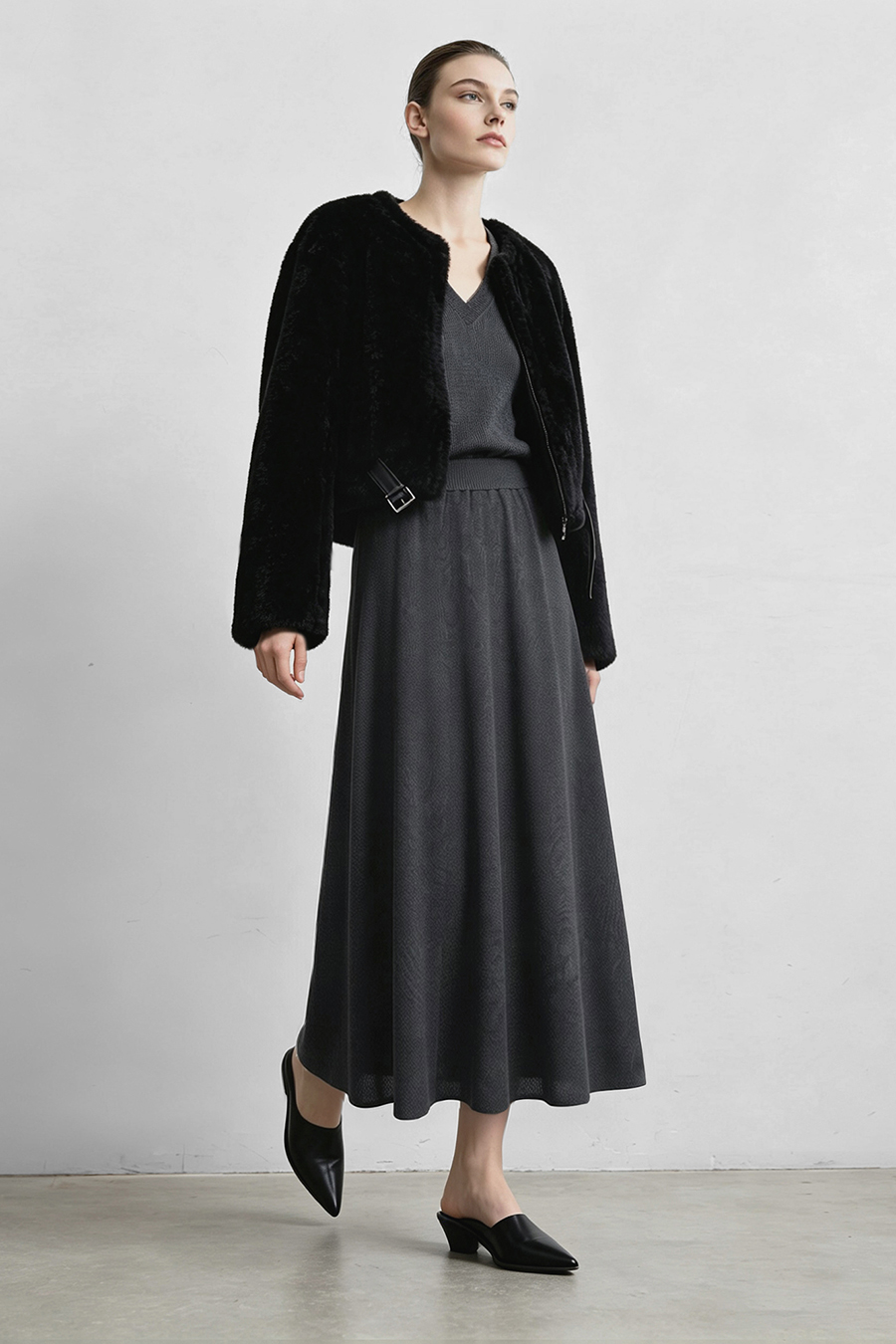 A-Line Knit Midi Skirt|AMII