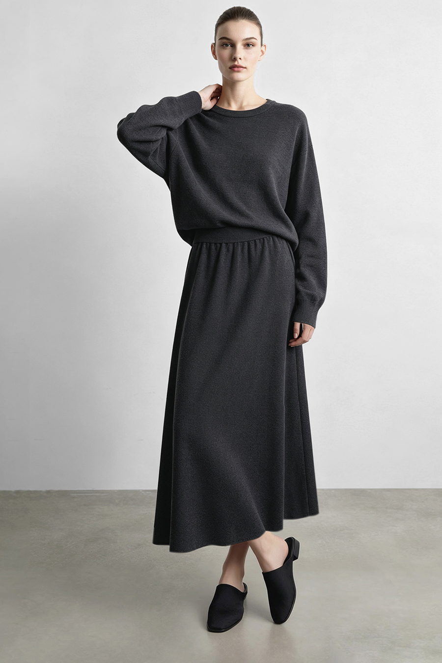 A-Line Knit Midi Skirt|AMII