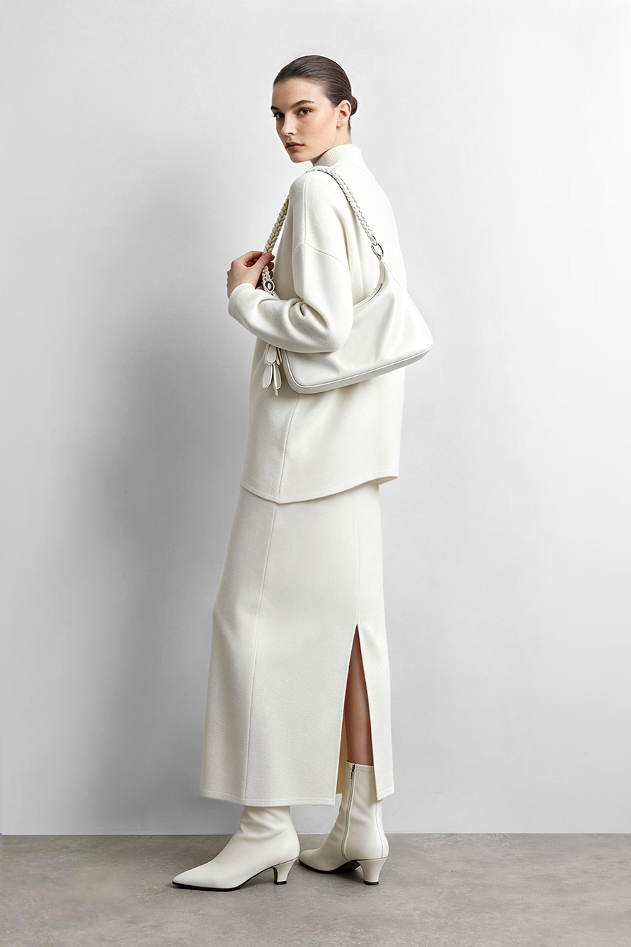 Back-Slit Knit Skirt|AMII