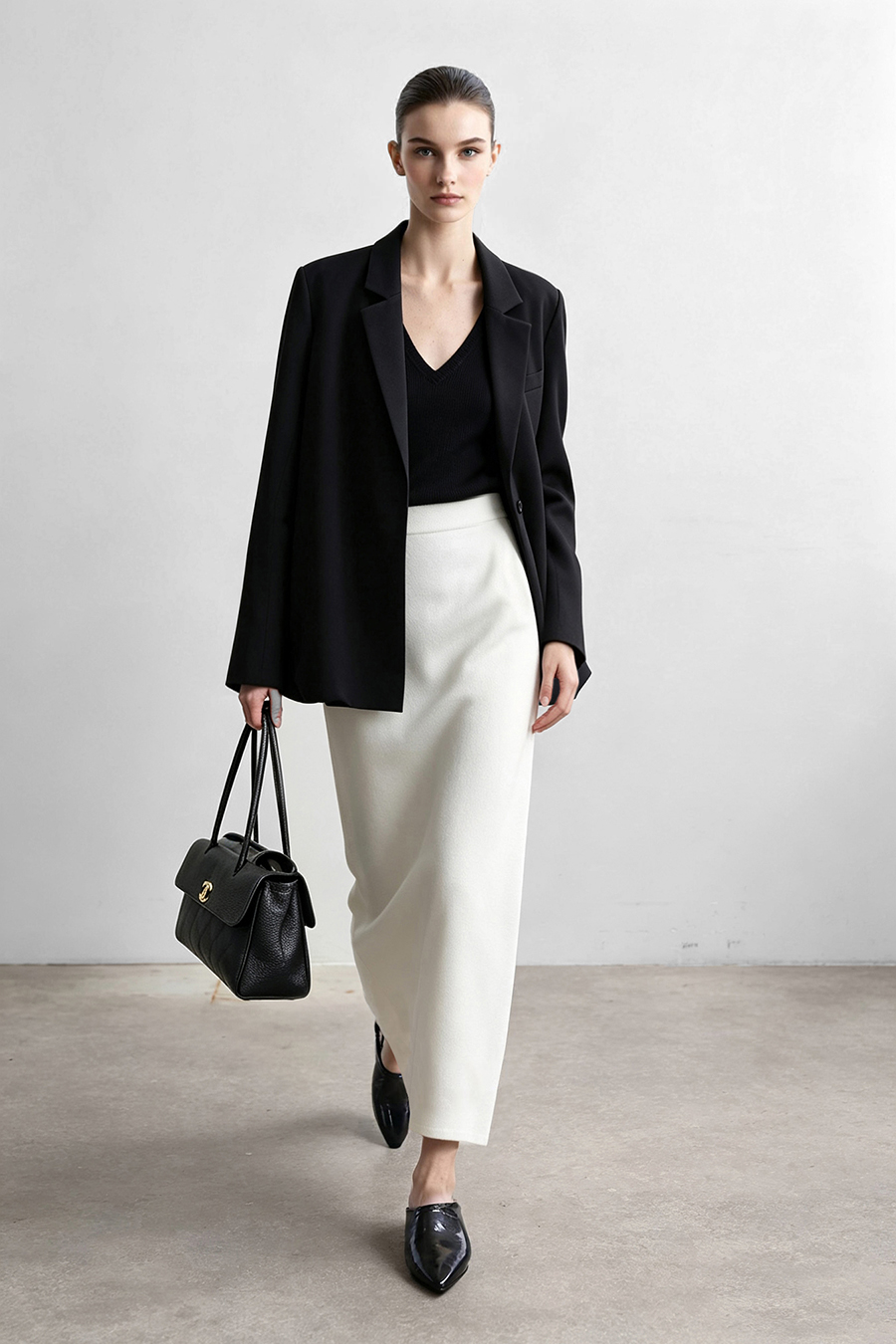 Back-Slit Knit Skirt|AMII