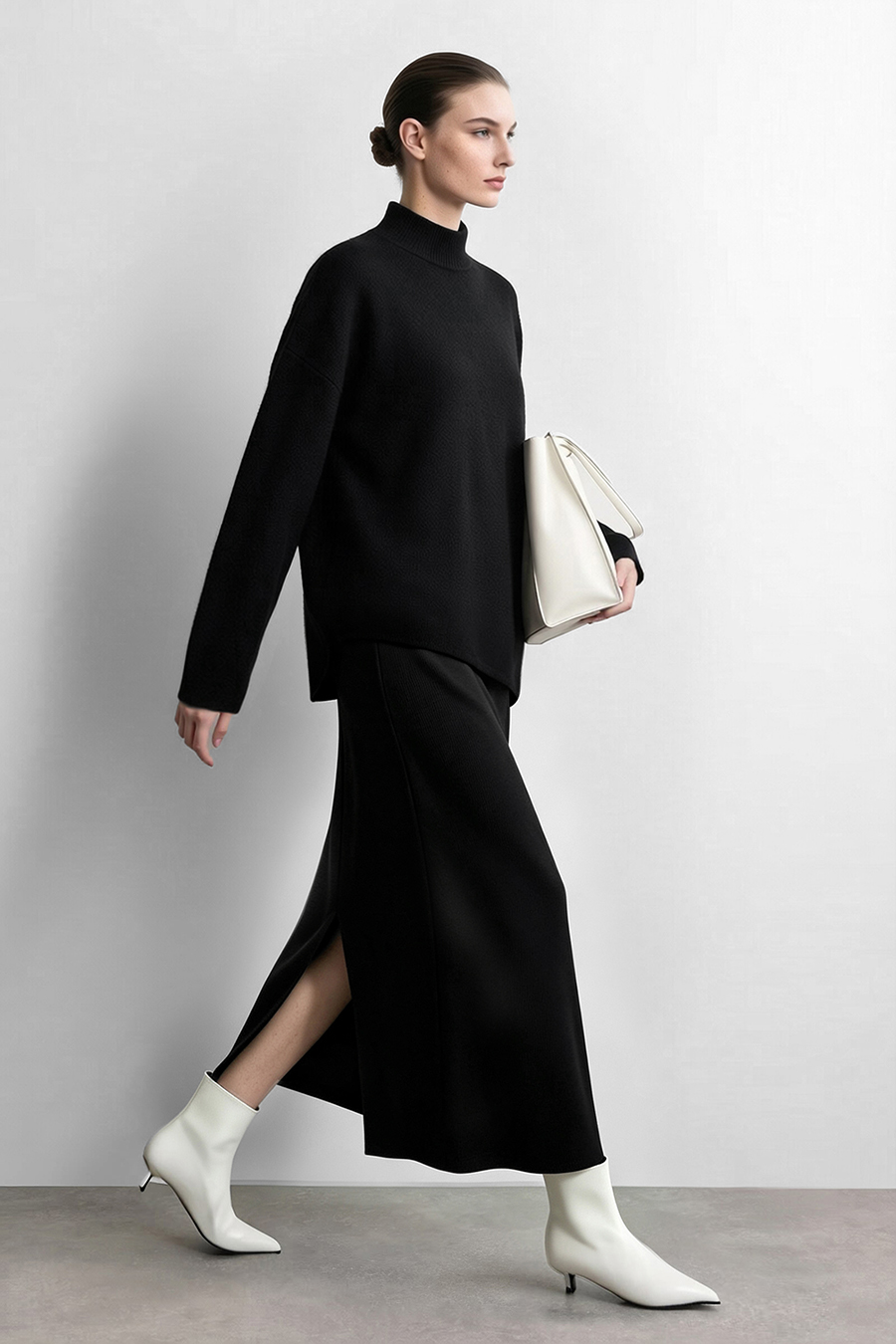 Back-Slit Knit Skirt|AMII