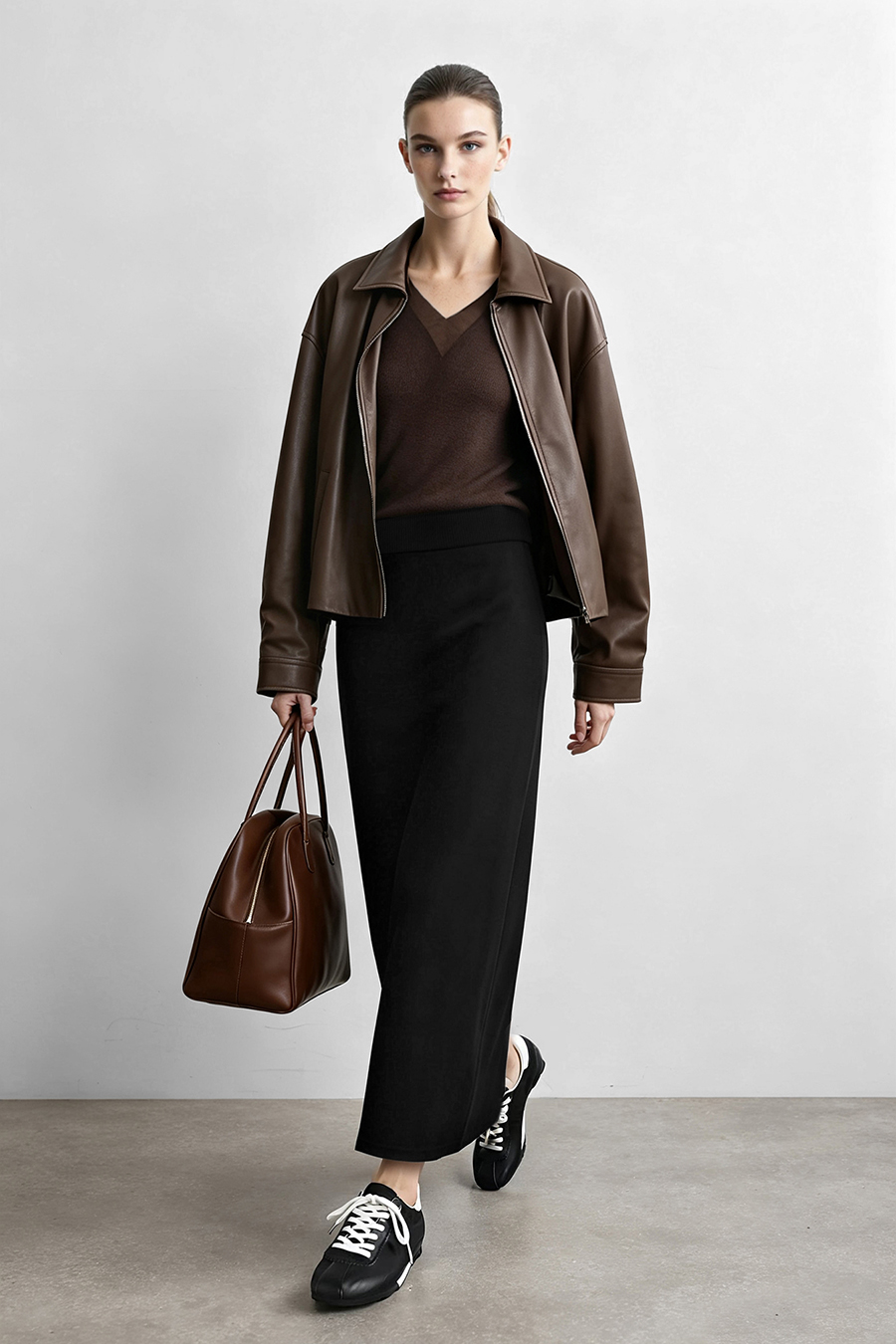 Back-Slit Knit Skirt|AMII