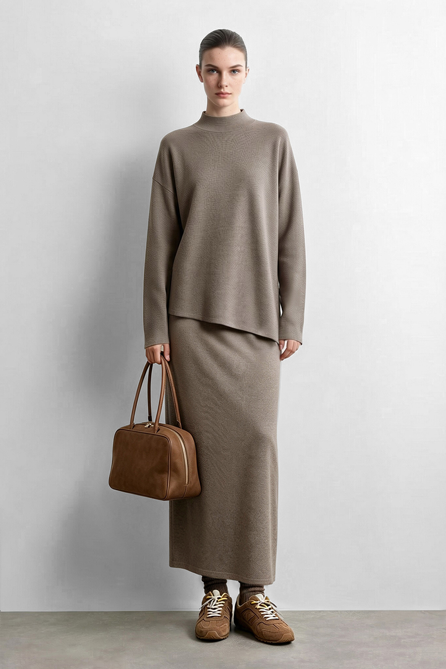 Back-Slit Knit Skirt|AMII