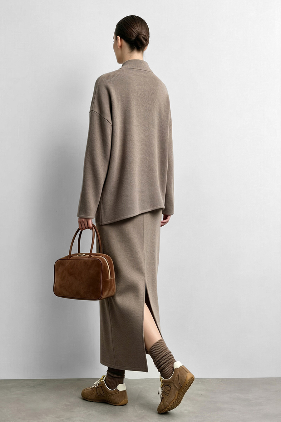 Back-Slit Knit Skirt|AMII