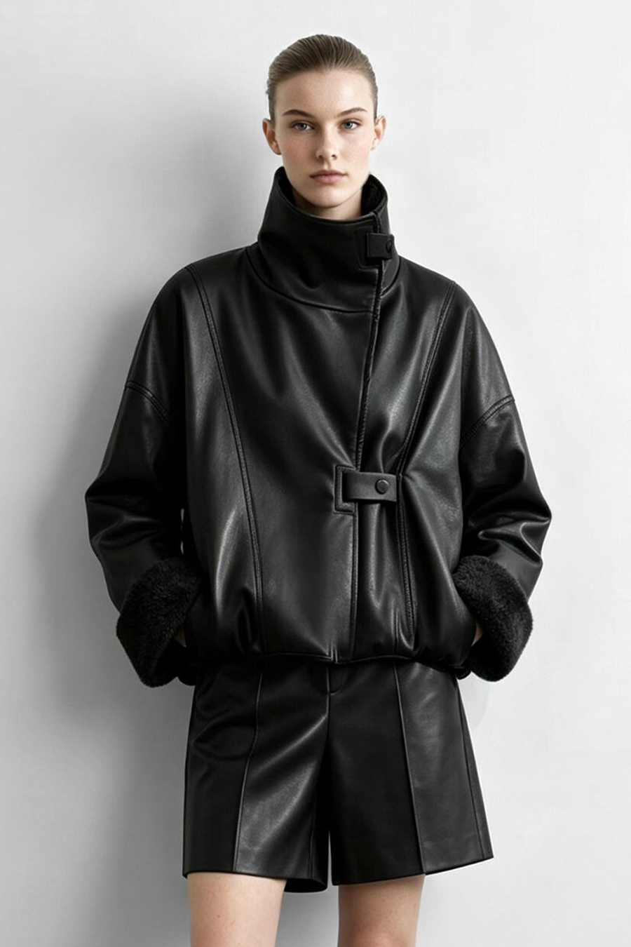 Eco Vegan Leather Padded Jacket|AMII