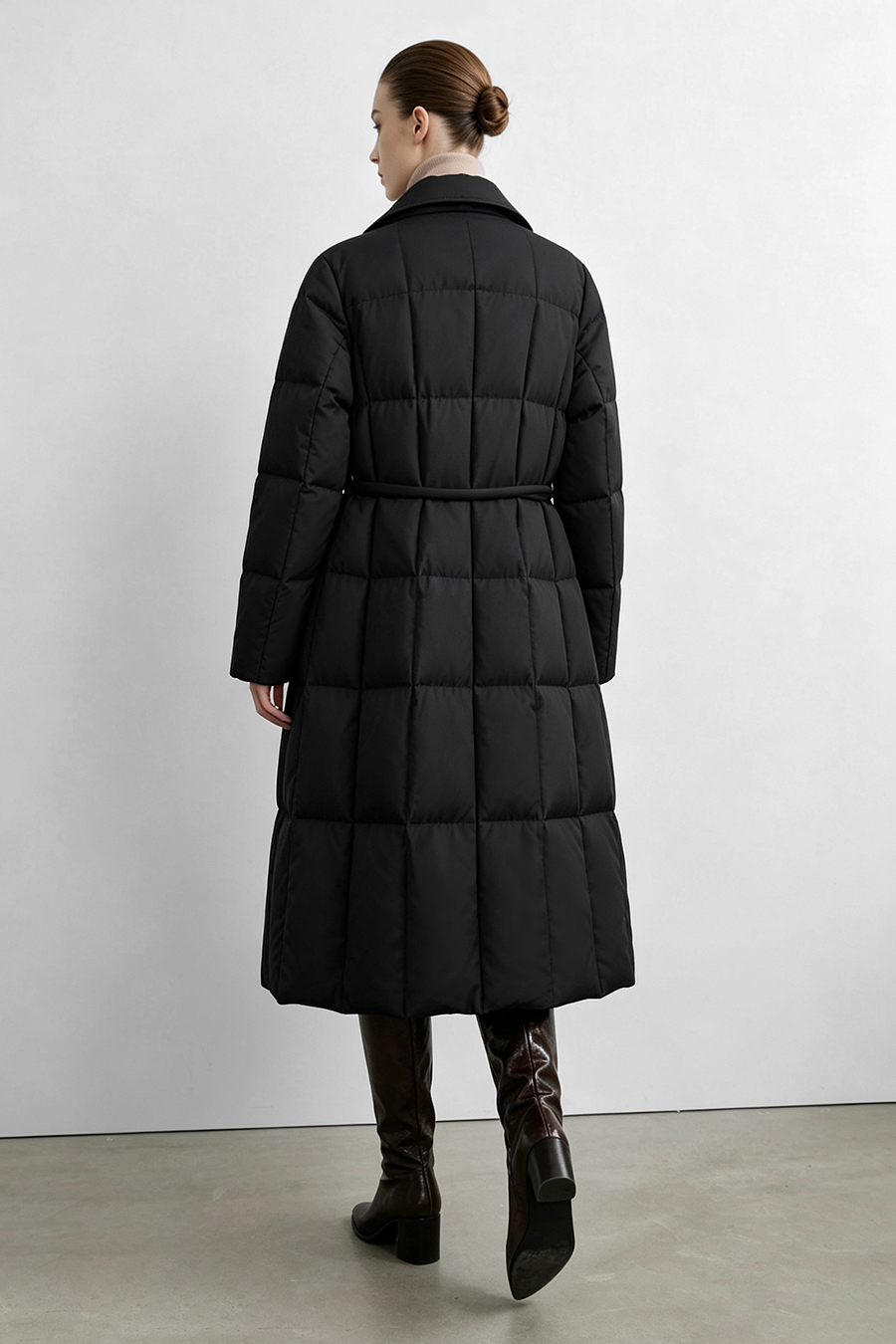 Notched Collar Drawstring Down Jacket|AMII
