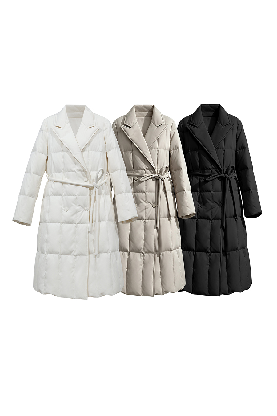 Notched Collar Drawstring Down Jacket|AMII