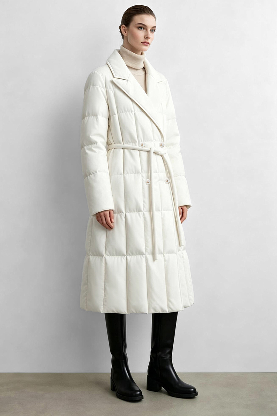 Notched Collar Drawstring Down Jacket|AMII