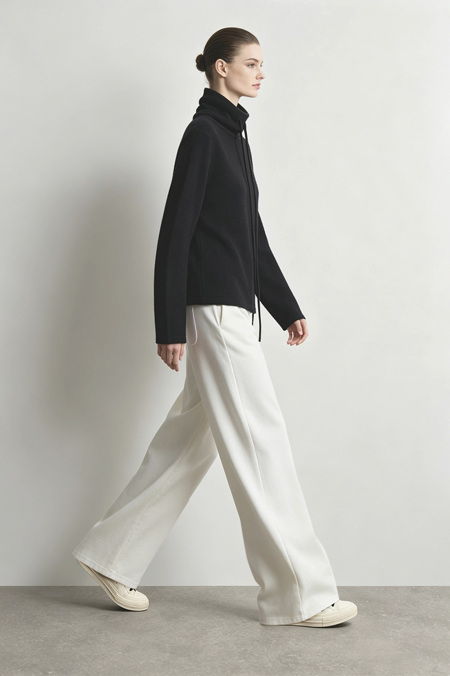 Drawstring Cowl Neck Sweater|AMII