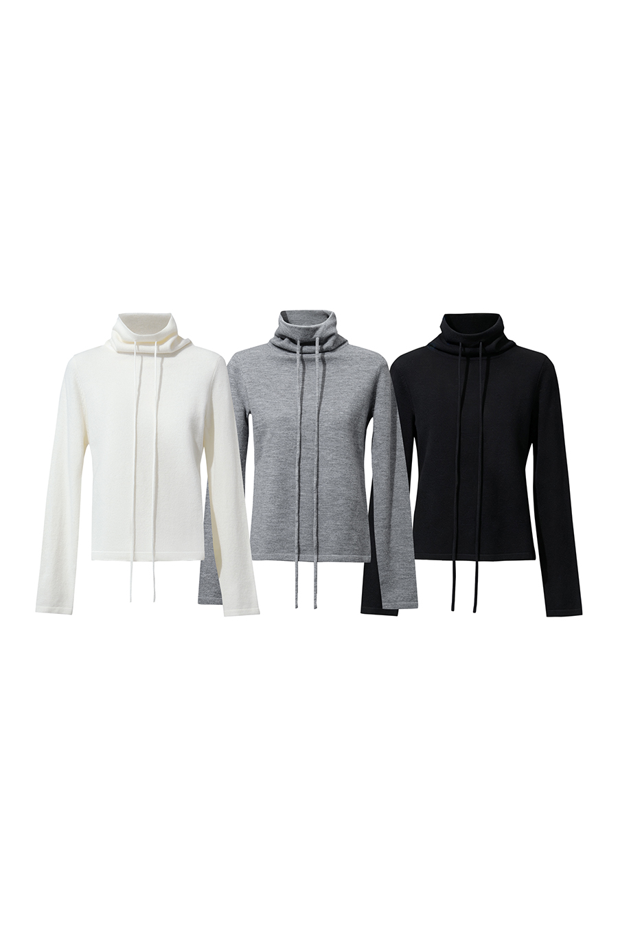 Drawstring Cowl Neck Sweater|AMII