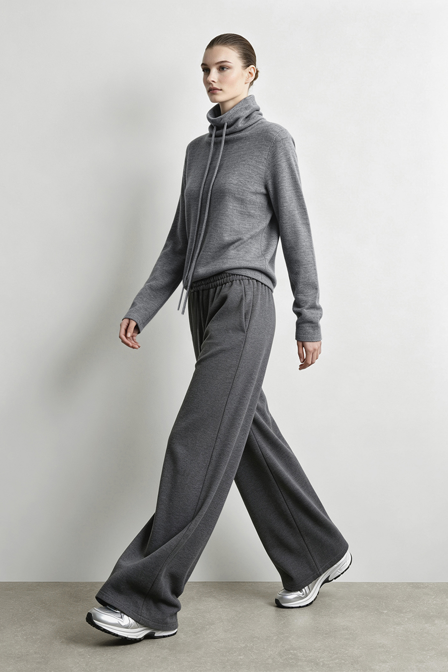 Drawstring Cowl Neck Sweater|AMII