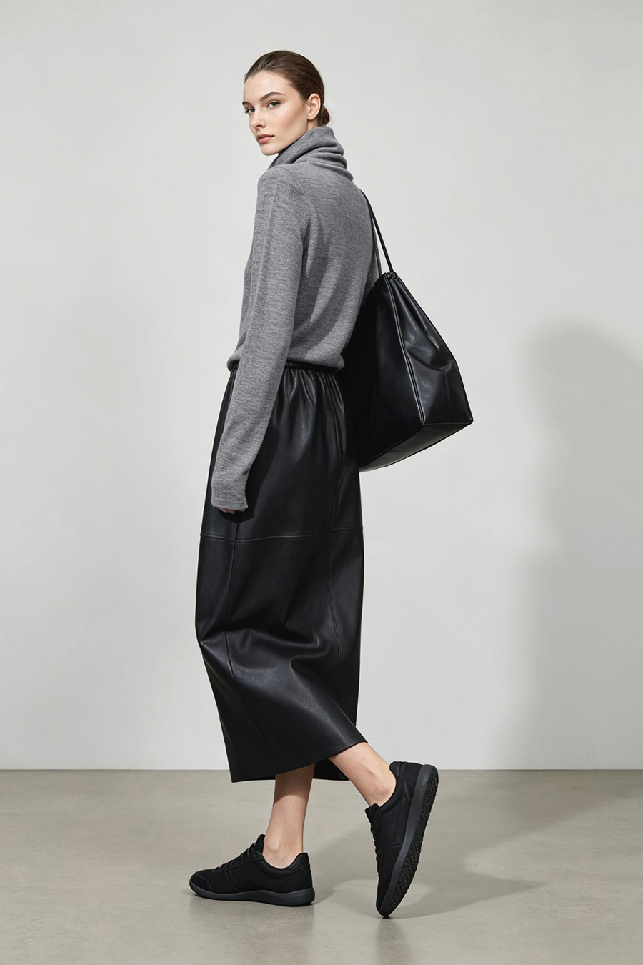 Drawstring Cowl Neck Sweater|AMII