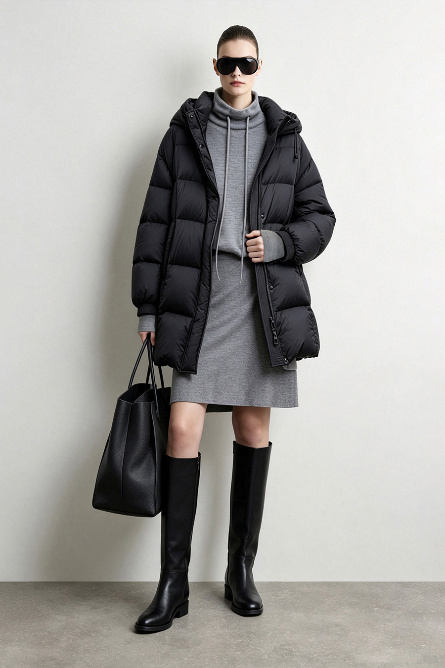 Drawstring Cowl Neck Sweater|AMII